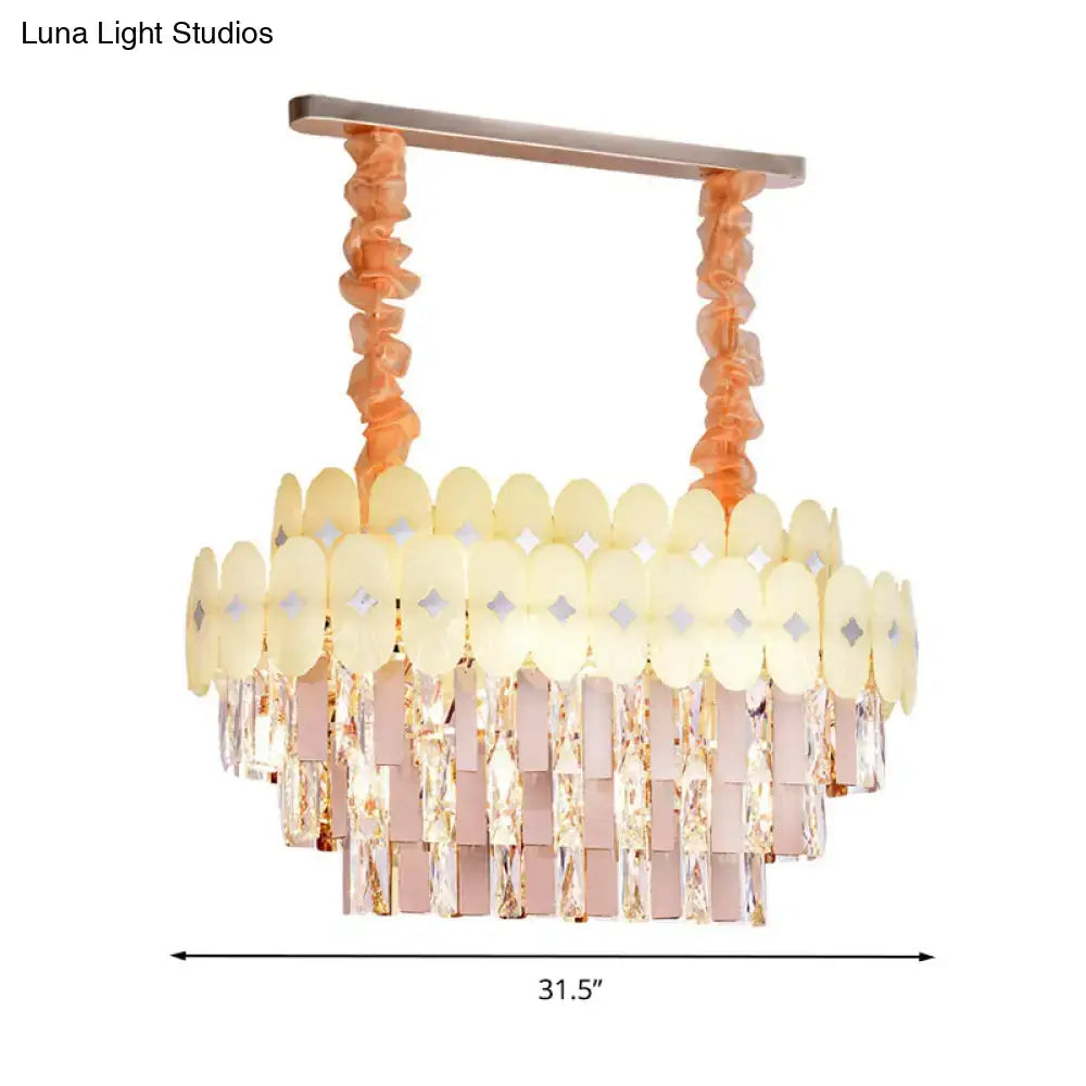 Modern pink & yellow clear crystal chandelier dining room pendant