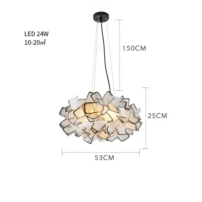 Modern purple & yellow petal led chandelier bedroom pendant light
