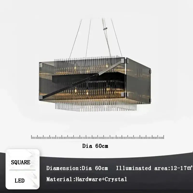 Modern rectangular crystal glass pendant chandelier for dining room