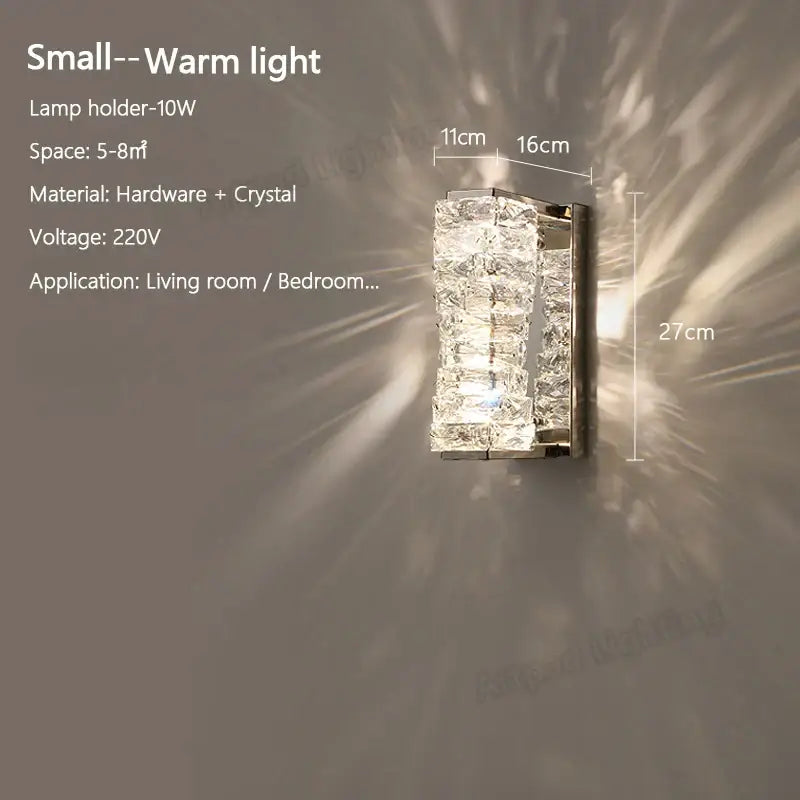 Modern rectangular crystal wall lamp bedroom led sconce