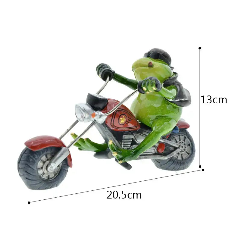 Modern red and green cool frog resin motorcycle desk ornament
