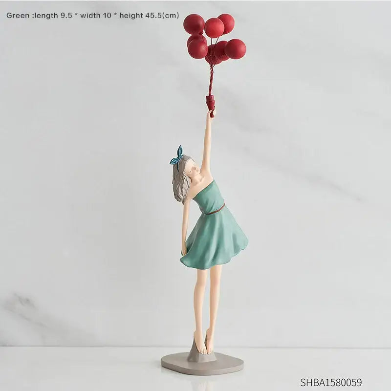 Modern red & blue balloon girls resin figurines living room decor