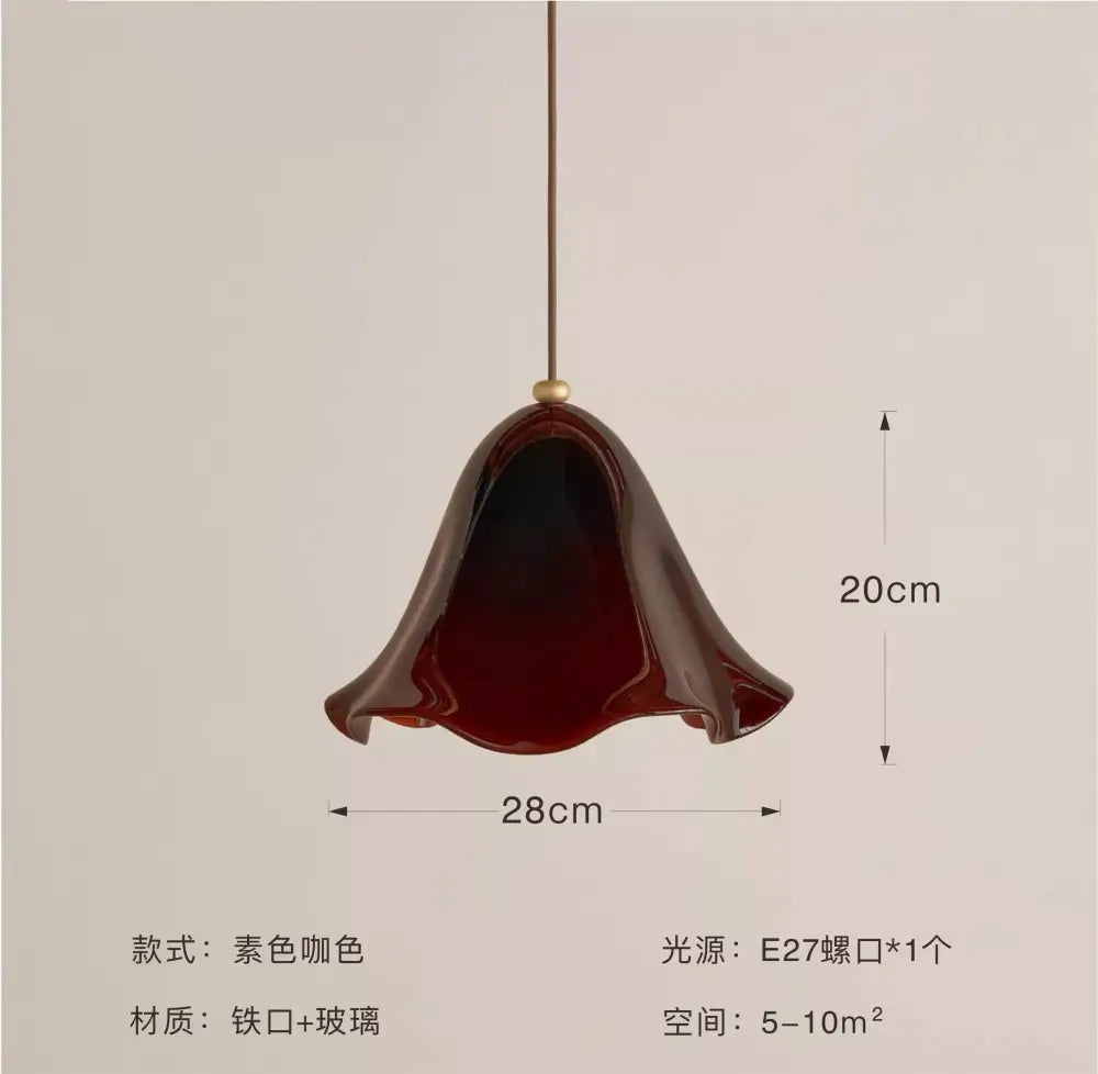 Modern red glass pendant light with black dots for dining room