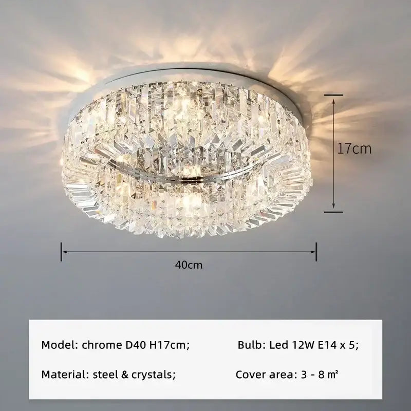 Modern round crystal led ceiling light bedroom chandelier