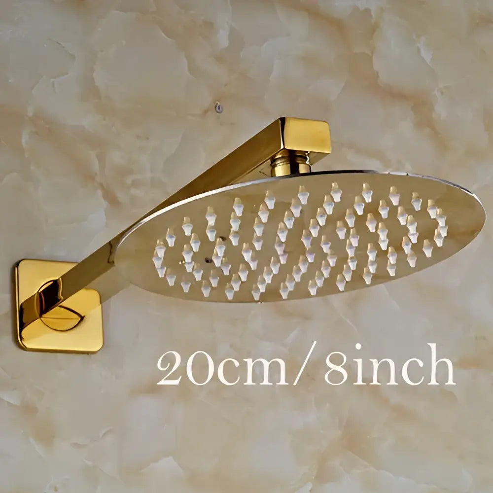 Modern round gold ultrathin rainfall shower head set bathroom