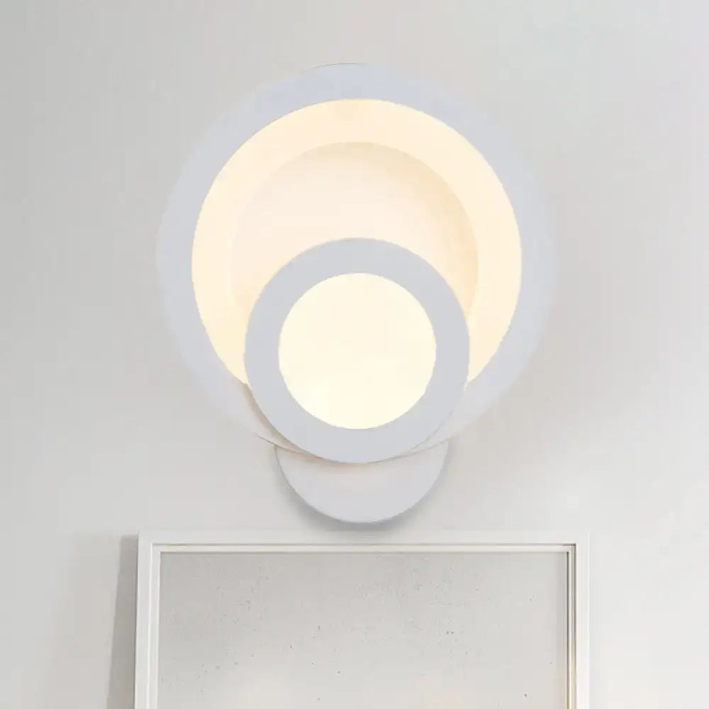 Modern round white led wall light – stairway warm white 8 inch fixture