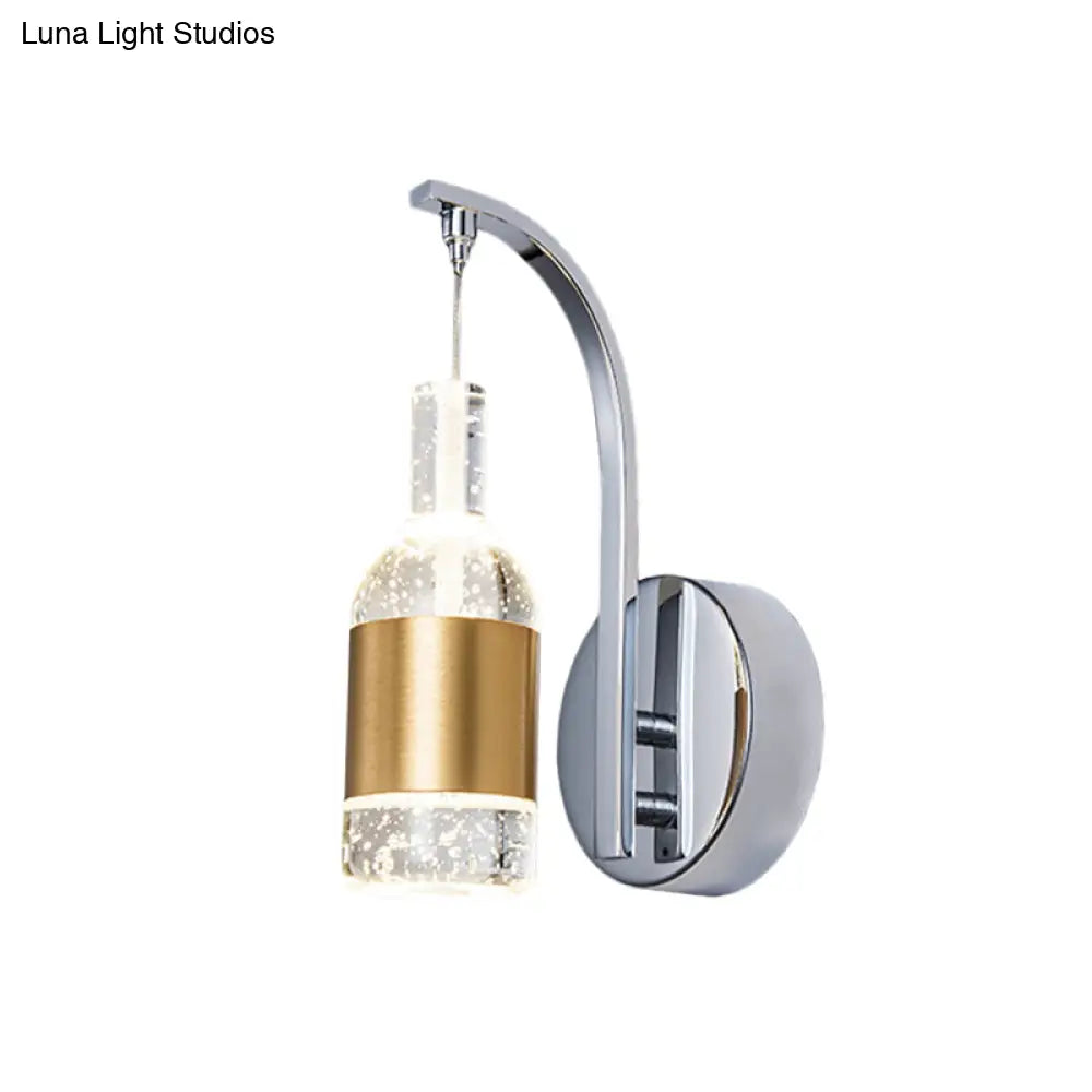DecorBites™ Modern Seedy Crystal LED Wine Bottle Wall Sconce in Chrome