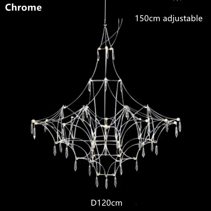 Modern silver and golden lustre crystal chandelier for living room