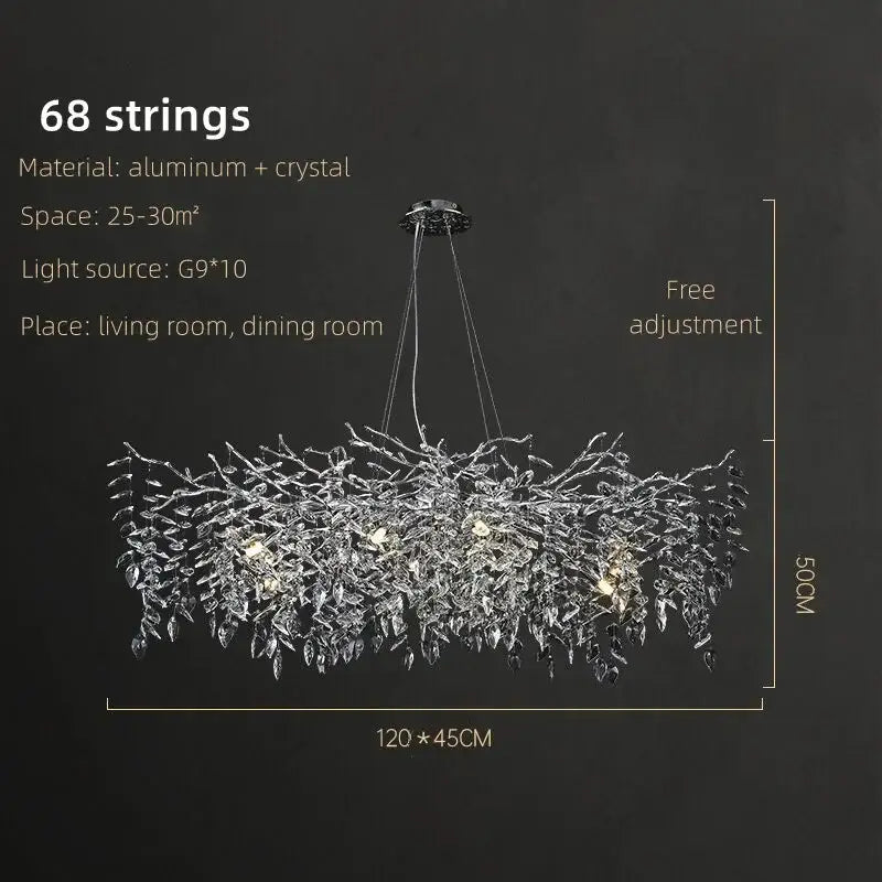 Modern silver & black crystal pendant chandelier dining room branch design