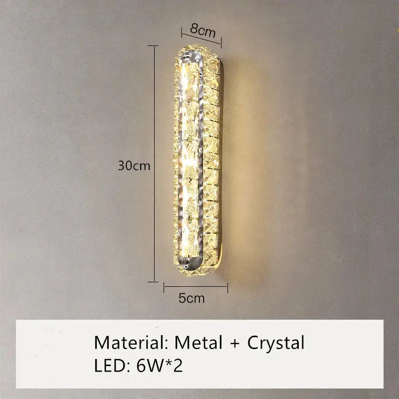 Modern silver crystal led wall lamp bedroom sconce