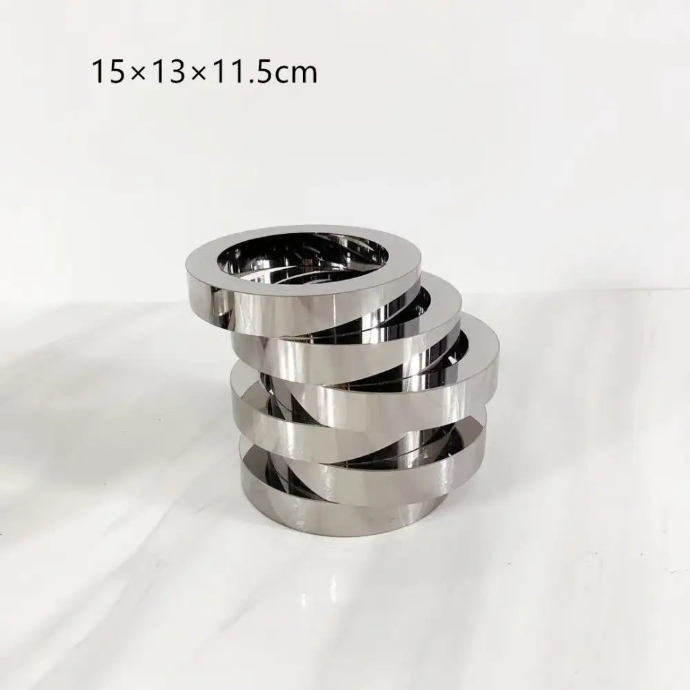 Modern silver geometric circle crystal glass vase living room decor