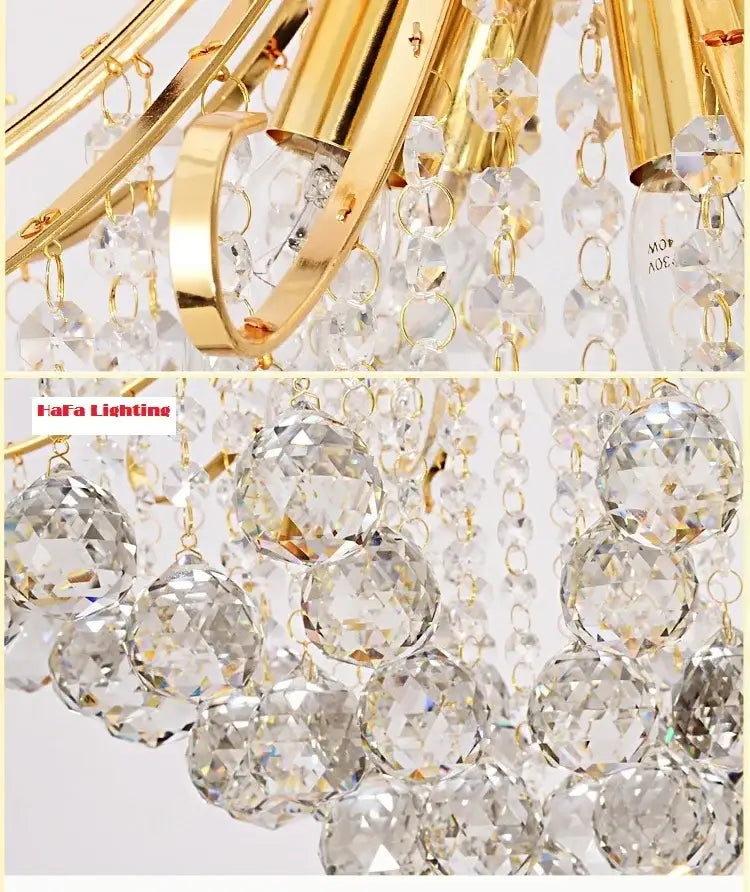 Modern silver & gold crystal chandelier living room pendant light