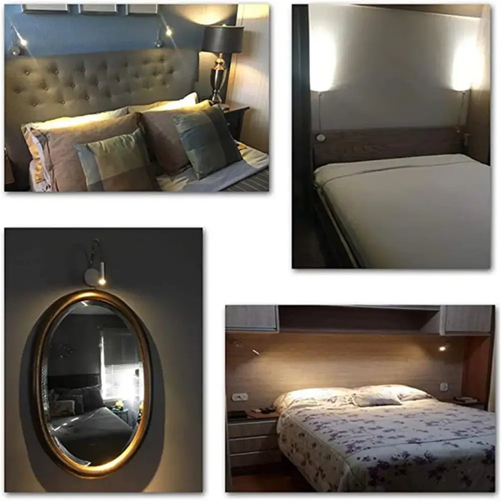 Modern silver gooseneck led wall light reading lamp bedroom 2 pack