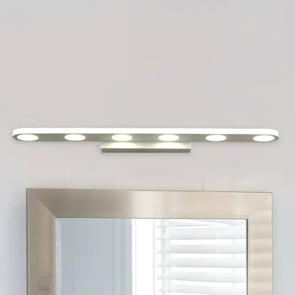 Modern silver oblong acrylic led wall light bathroom vanity mirror