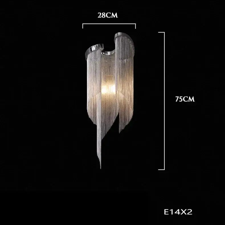 Modern silver tassel chain chandelier dining room led hanging lamp