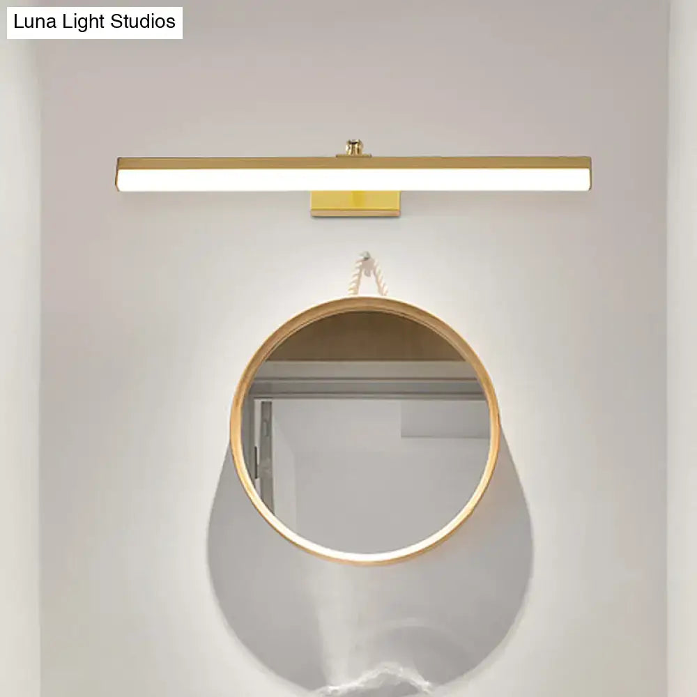 Modern sleek brass finish led wall light fixture bathroom vanity