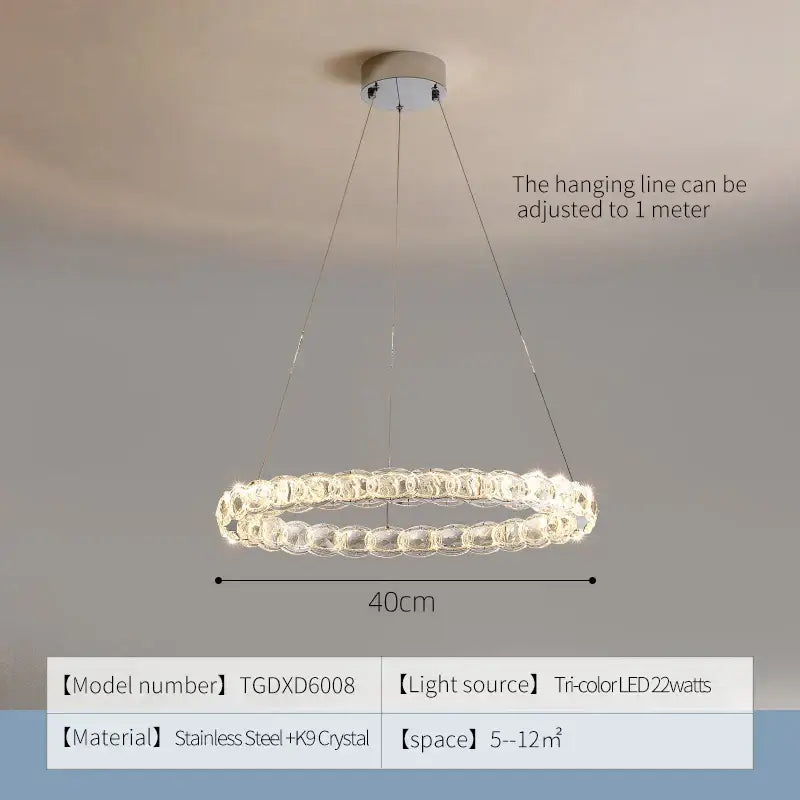 Modern spiral interlocking crystal chandelier living room