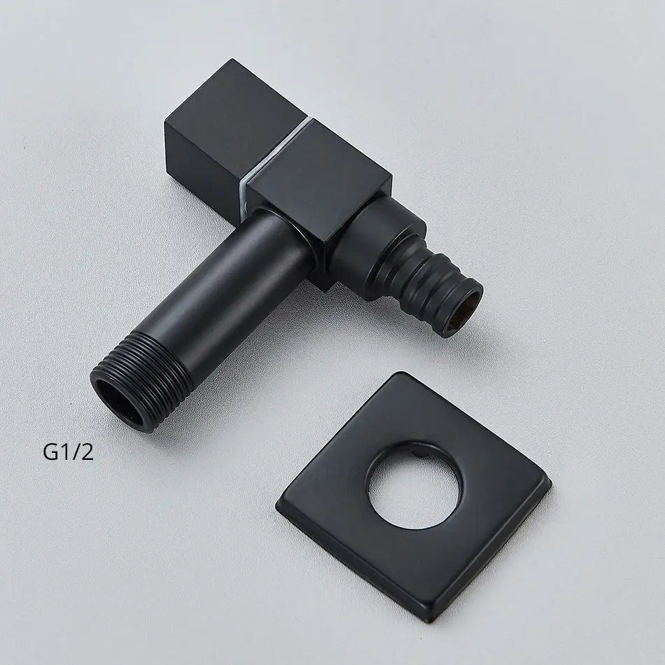 Modern square black brass wall mounted washing machine faucet garden