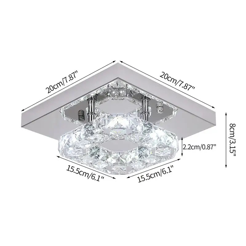 Modern square chrome crystal led ceiling chandelier living room light