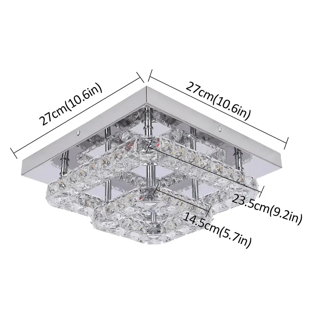 Modern square crystal flush mount ceiling light kitchen fixture