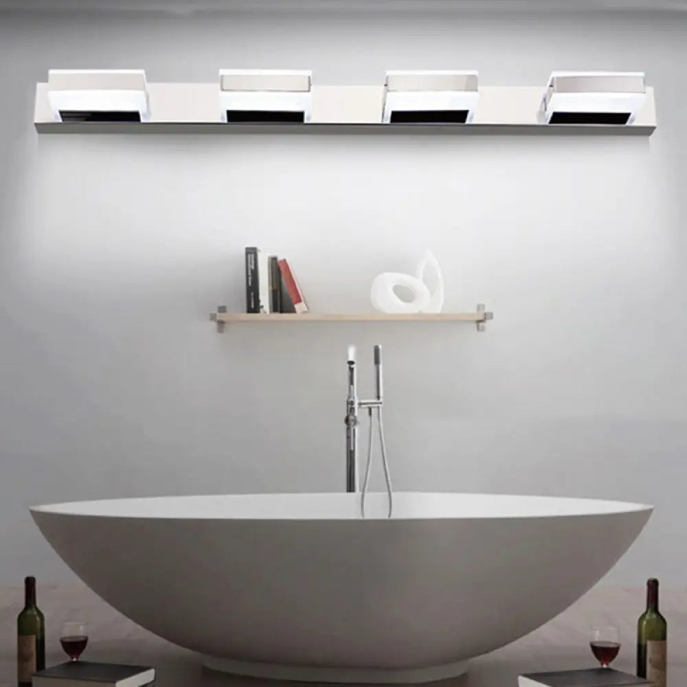 DecorBites™ Modern Square LED Vanity Sconce with Stainless Steel & White Chrome Finish for Bath