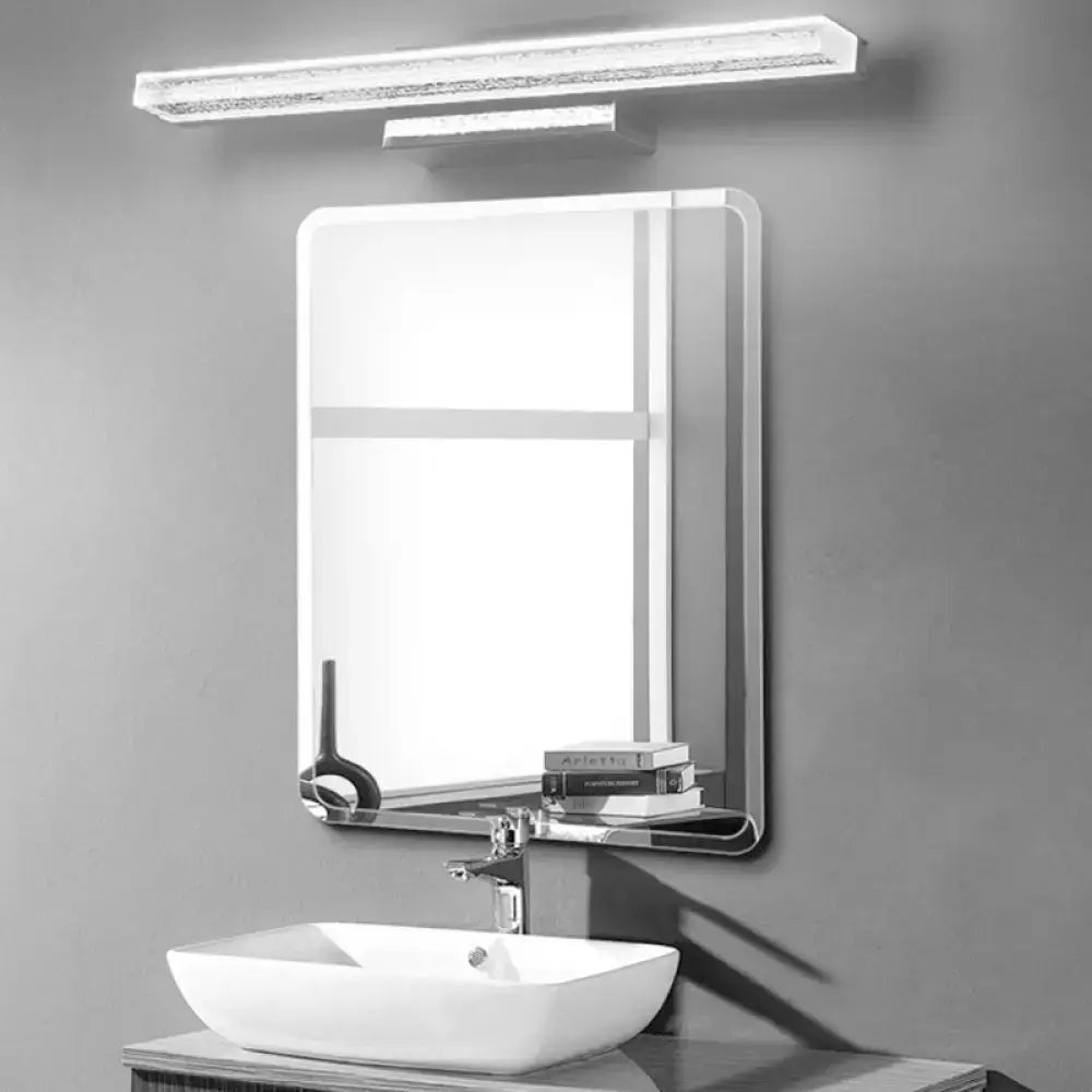 Modern stainless steel led bathroom light with frosted shade
