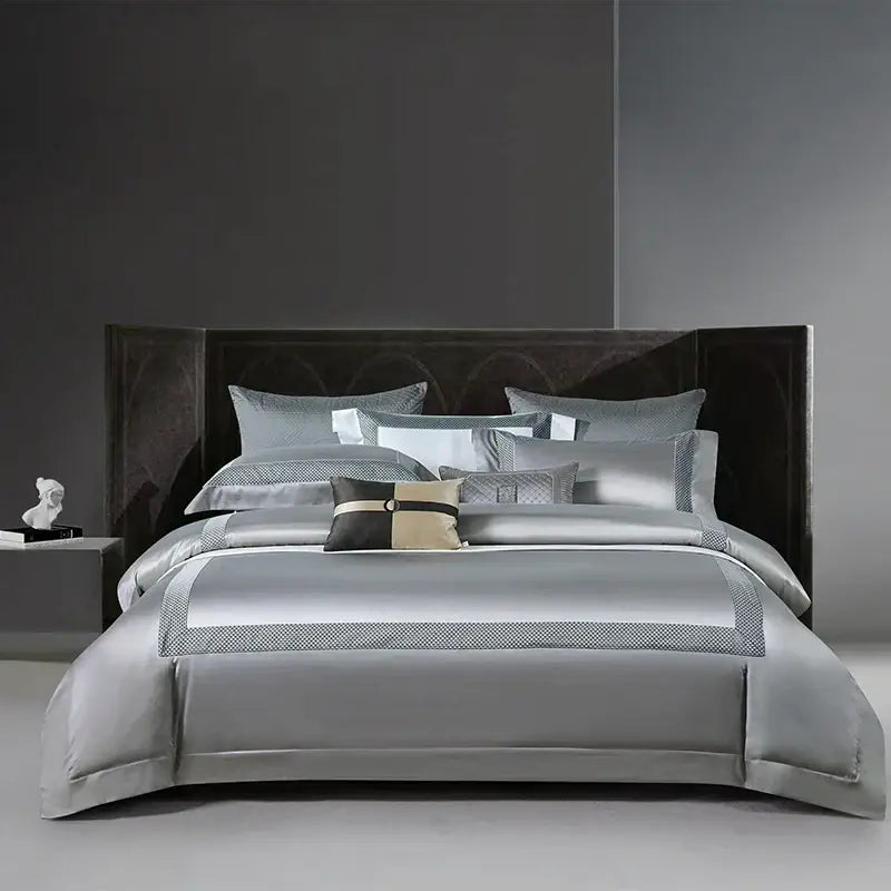 Modern striped white & beige luxury bedding set bedroom cotton