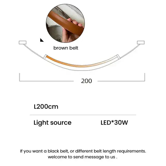 Modern tan leather and brass led tube suspension chandelier living room