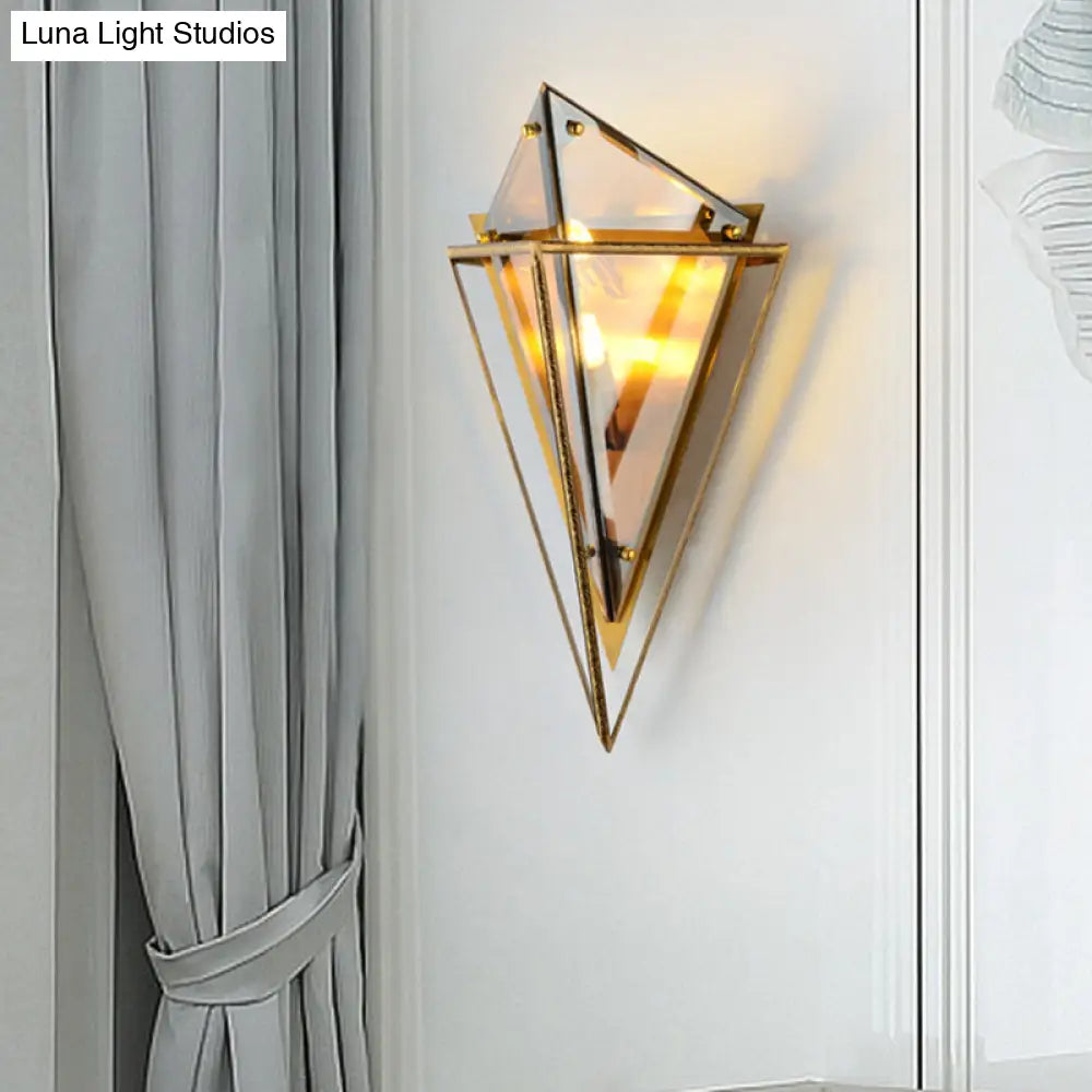 DecorBites™ Modern Tapered Wall Sconce with Amber Glass - 2 Heads Living Room Light Fixture