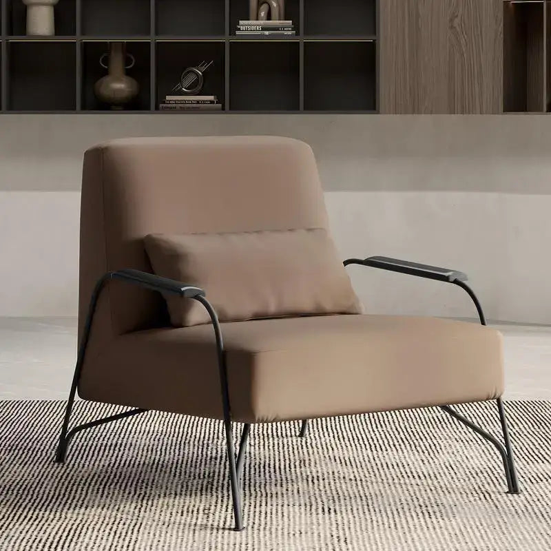 Modern taupe italian style single sofa chair living room armchair