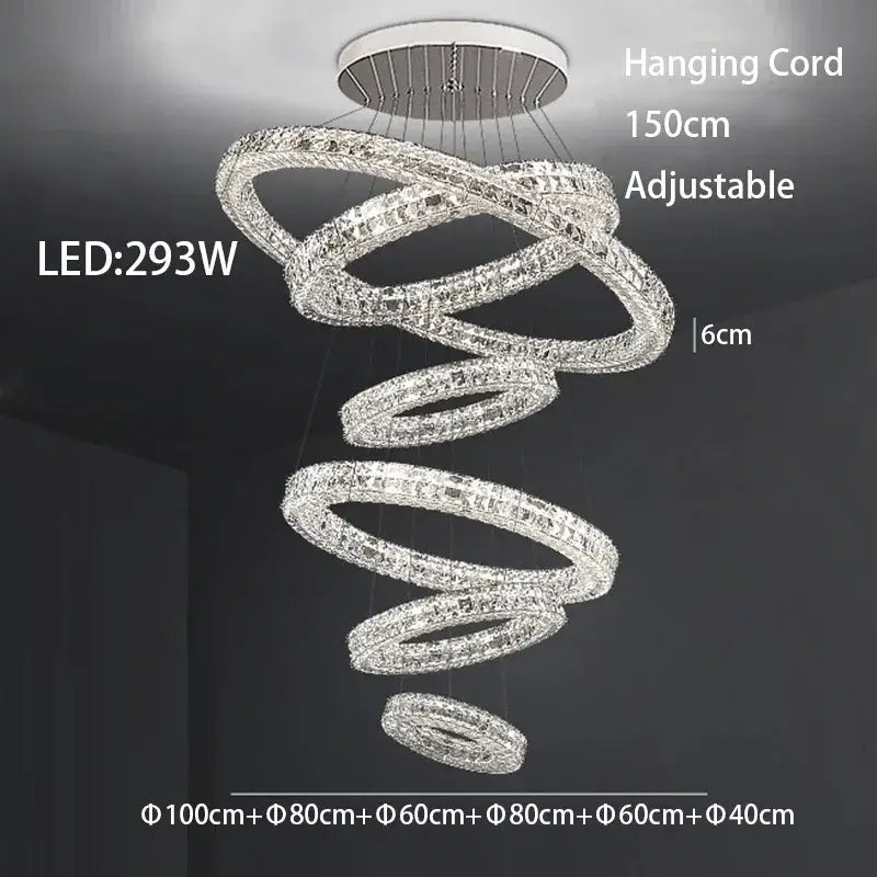 Modern three tiered crystal led chandelier living room