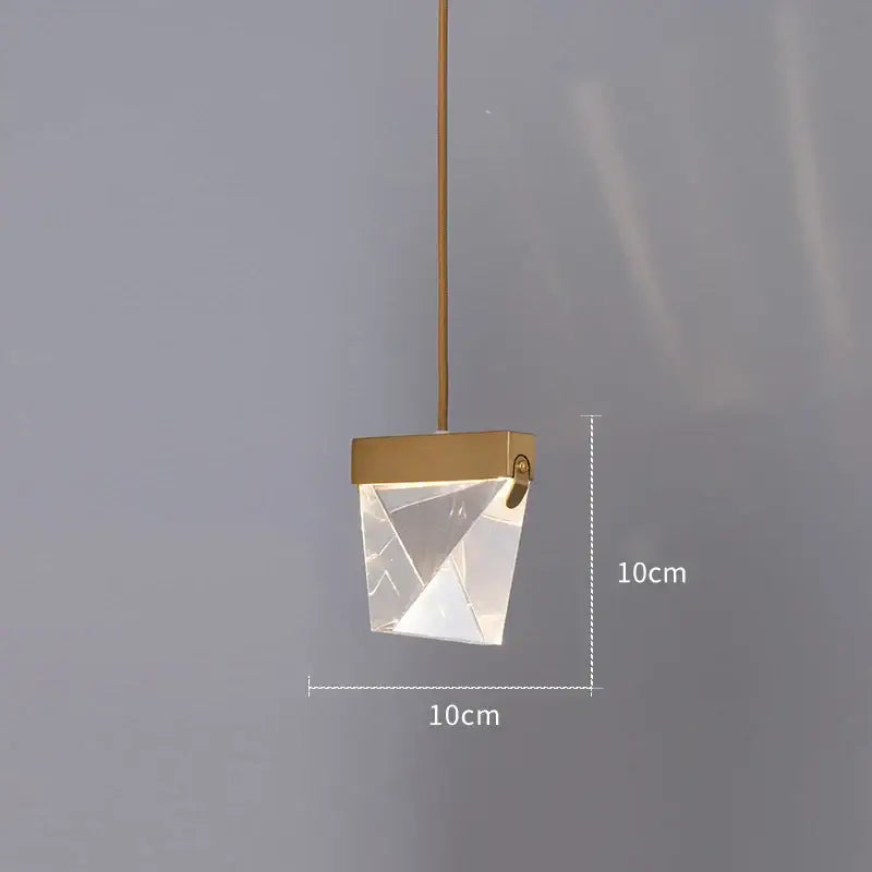 Modern triangular bronze crystal wall sconce for living room