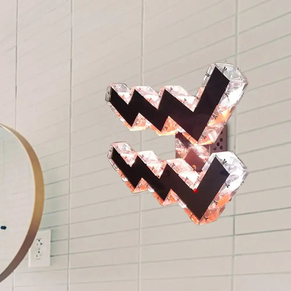 Modern w-shaped beveled crystal wall lamp bedroom led sconce