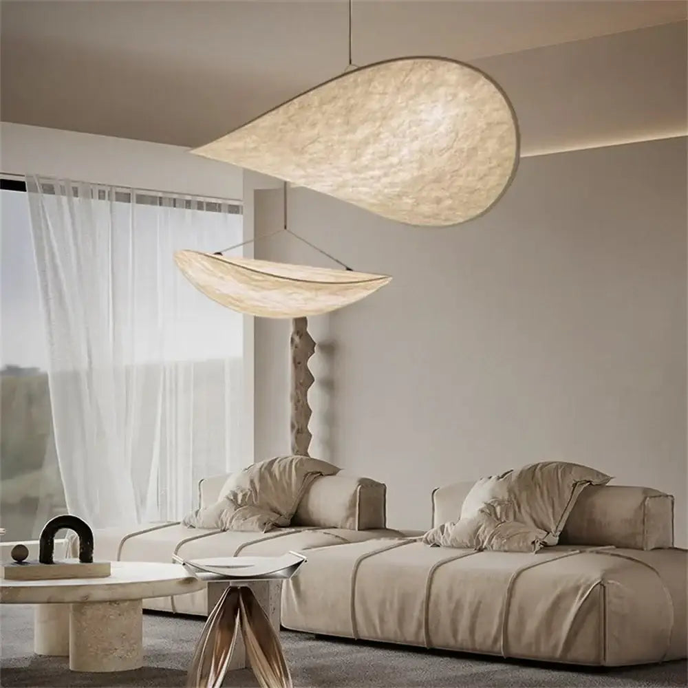 Modern wabi sabi white japanese style chandelier – bedroom pendant light
