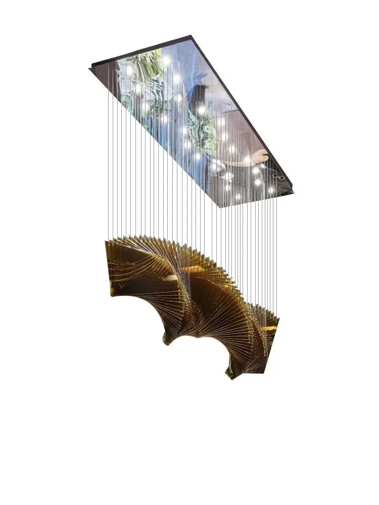 Modern wave golden designer chandelier dining room geometric light