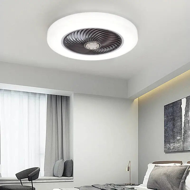 Modern white 52cm smart ceiling fan with remote control bedroom light