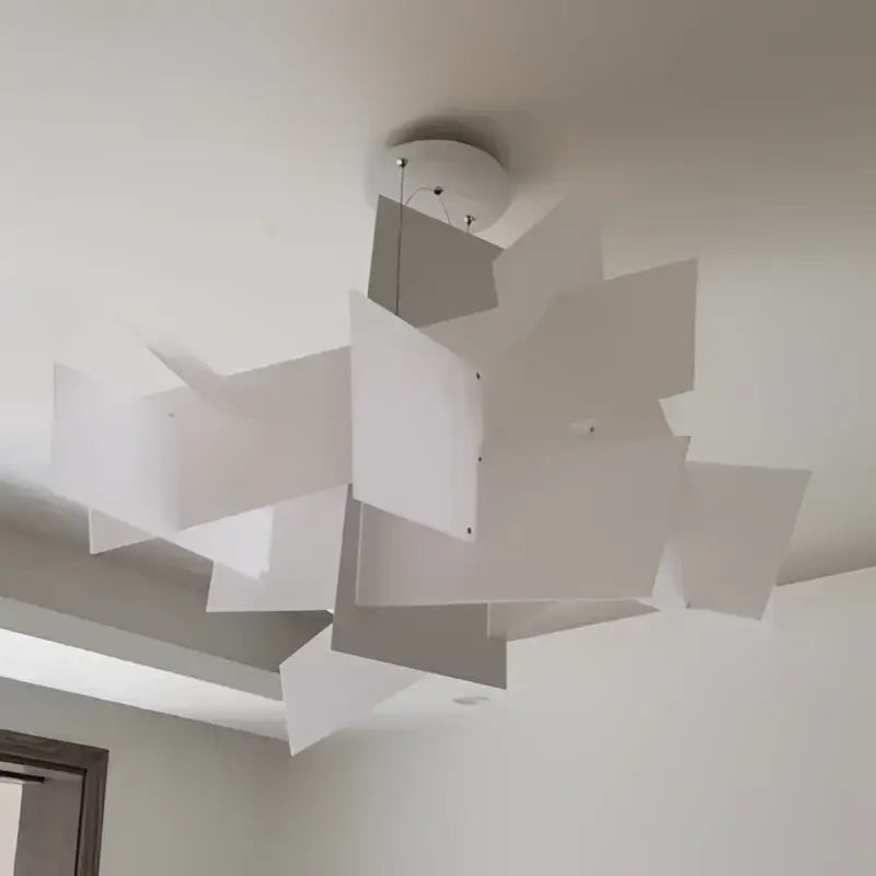 Modern white abstract led pendant lamp – living room geometric light