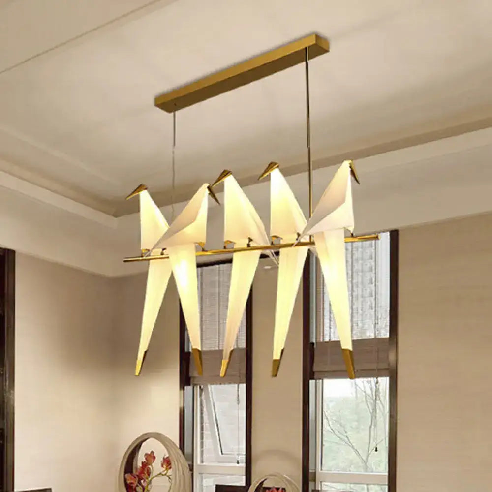 Modern white and gold bird island pendant light for bedroom