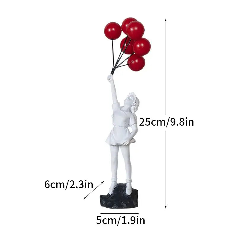 Modern white and red banksy girl balloon sculpture living room decor