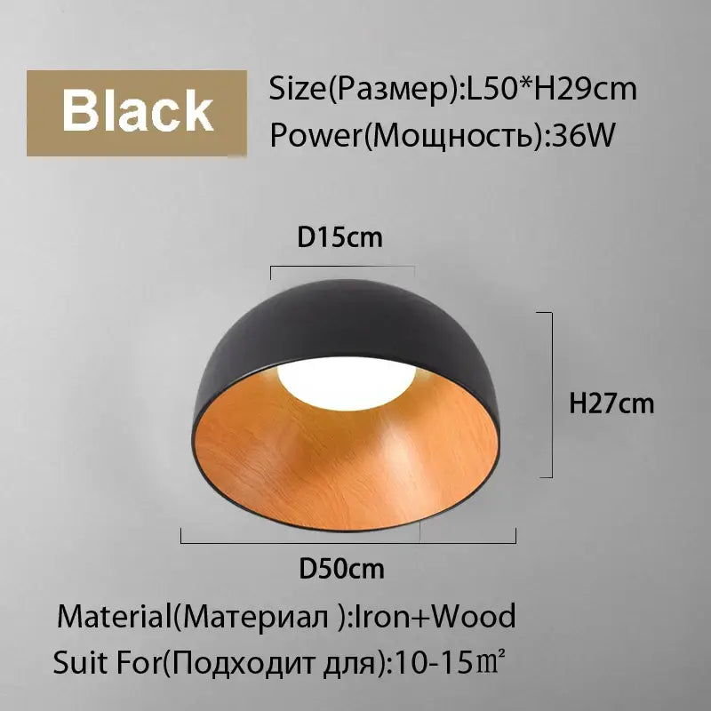 Modern white and wood duo ceiling light kitchen dome lamp
