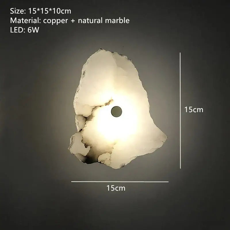 Modern white & beige stone brass wall lamp bedroom sconce
