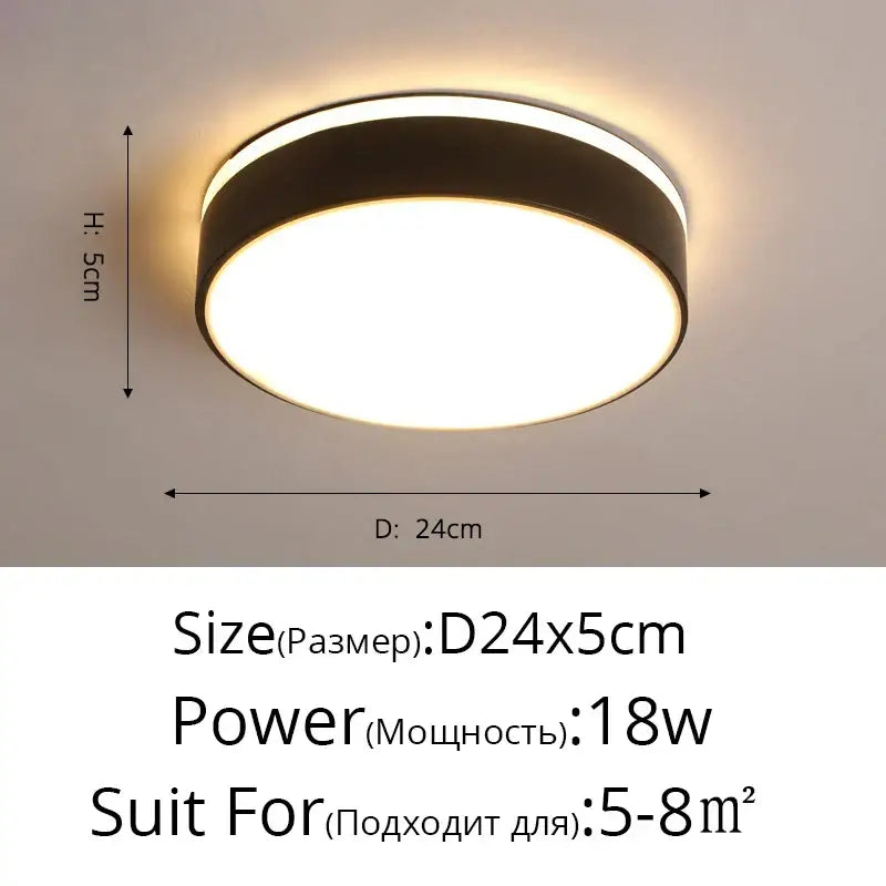 Modern white & black led ceiling light corridor minimalist design