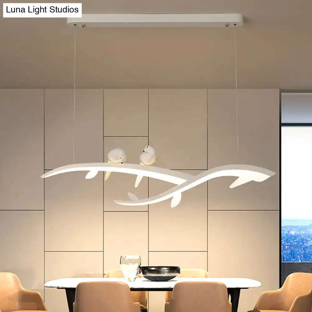 Modern white branch led bird pendant light – dining room warm white