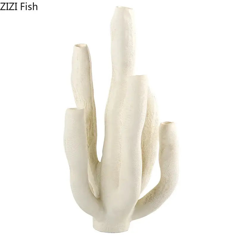 Modern white ceramic coral landscape sculpture living room candelabra
