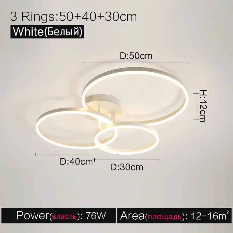 Modern white circular led ceiling lamp set for bedroom