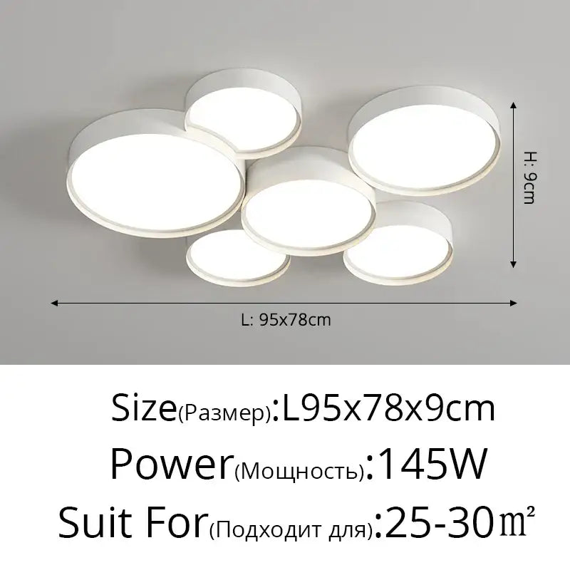 Modern white cylinder led chandelier light for living room