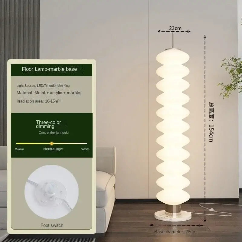 Modern white cream sugar gourd floor lamp living room
