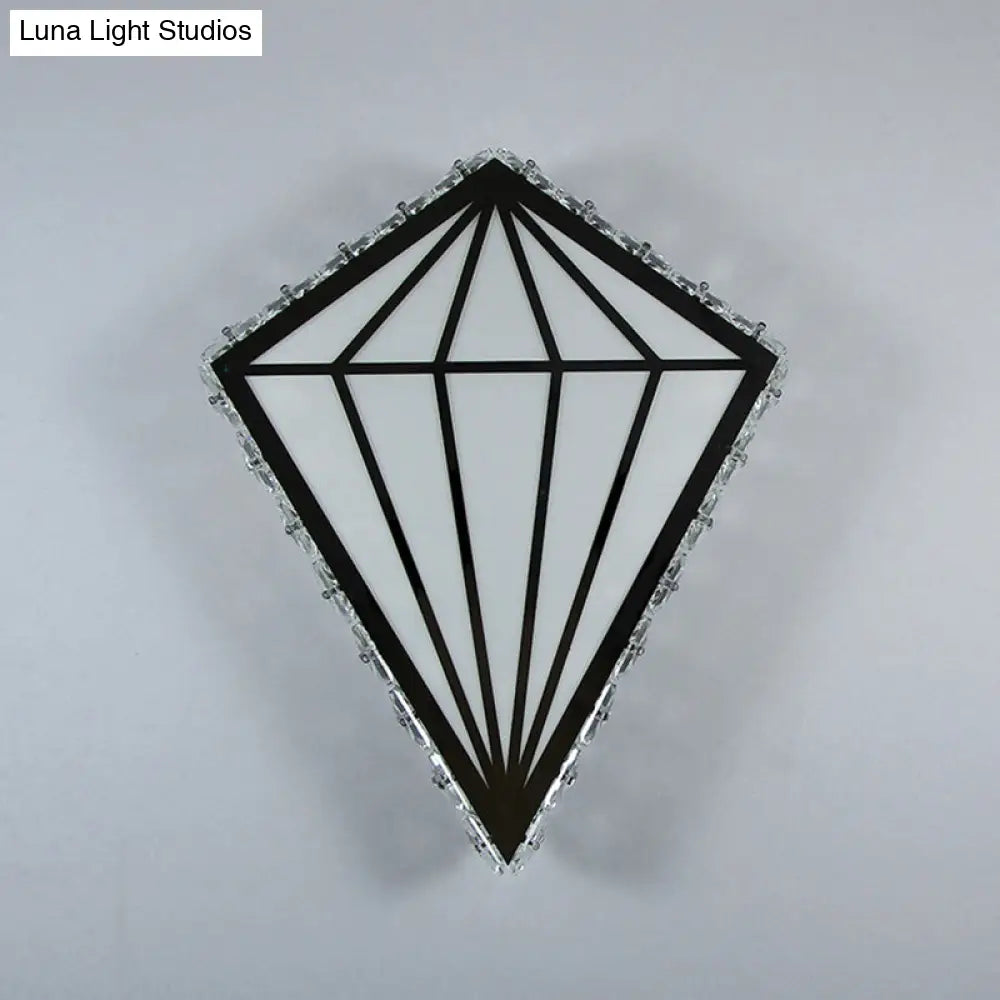 DecorBites™ Modern White Diamond LED Wall Sconce with Crystal Deco - Warm/White Light
