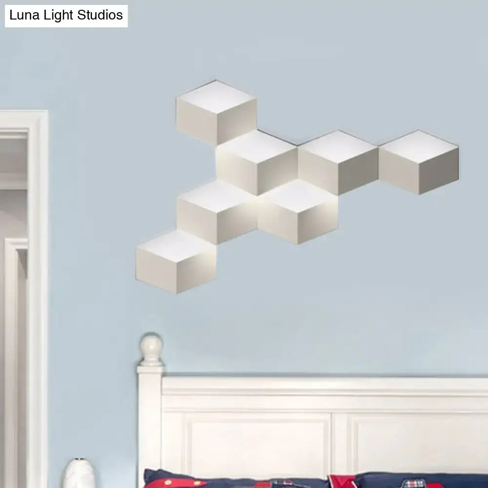 Modern white geometric design wall lamp light fixture living room