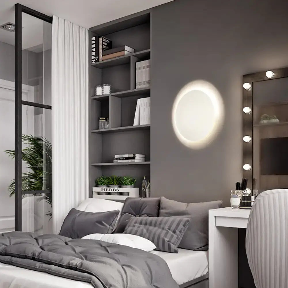 Modern white & gold circular led wall light warm white bedroom